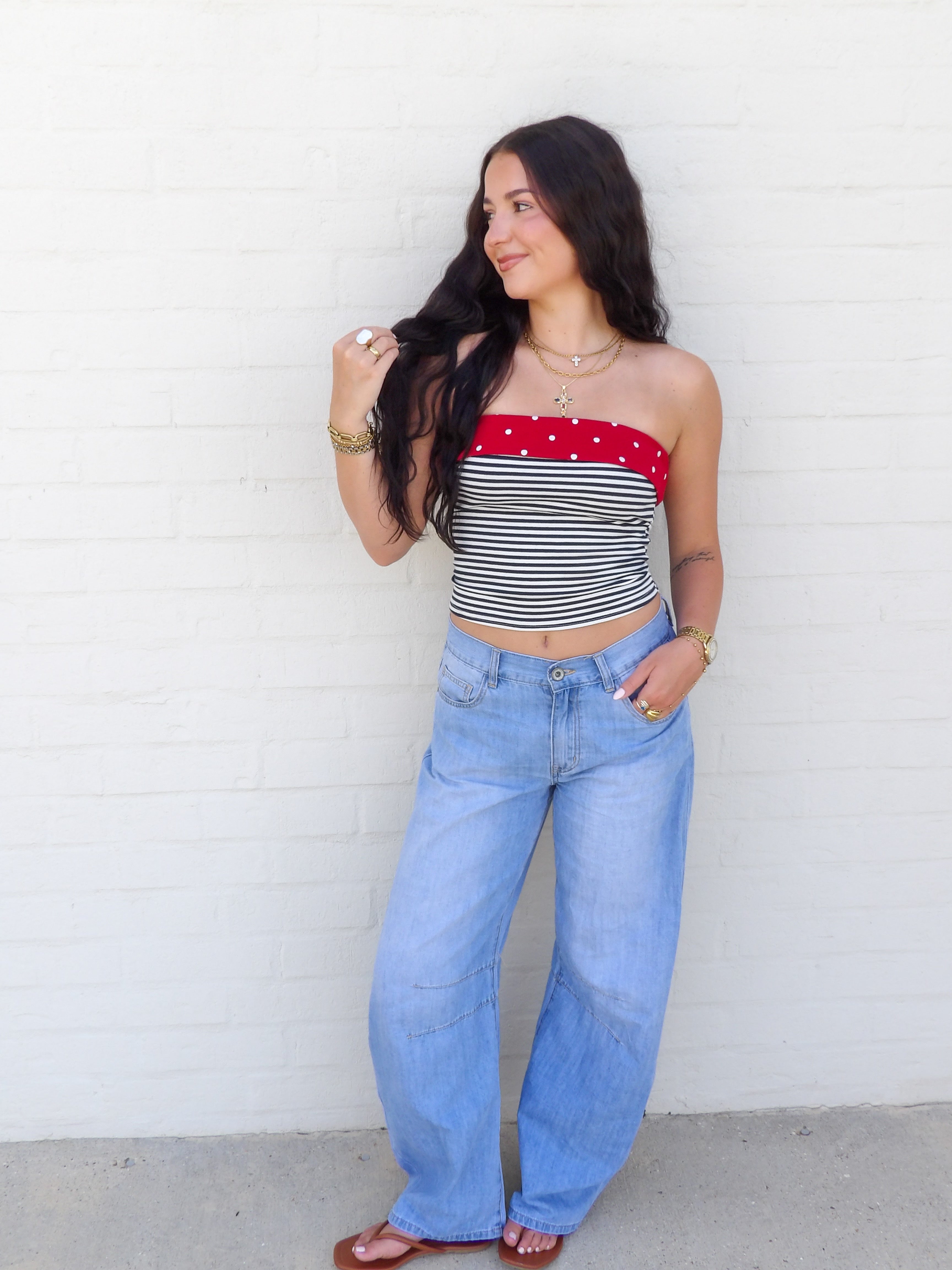 The Navy Pop Tube Top