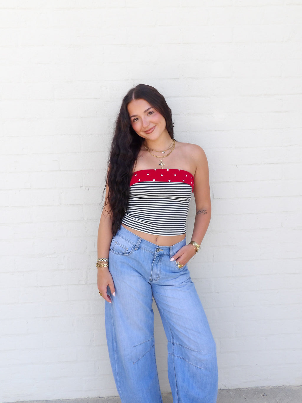 The Navy Pop Tube Top