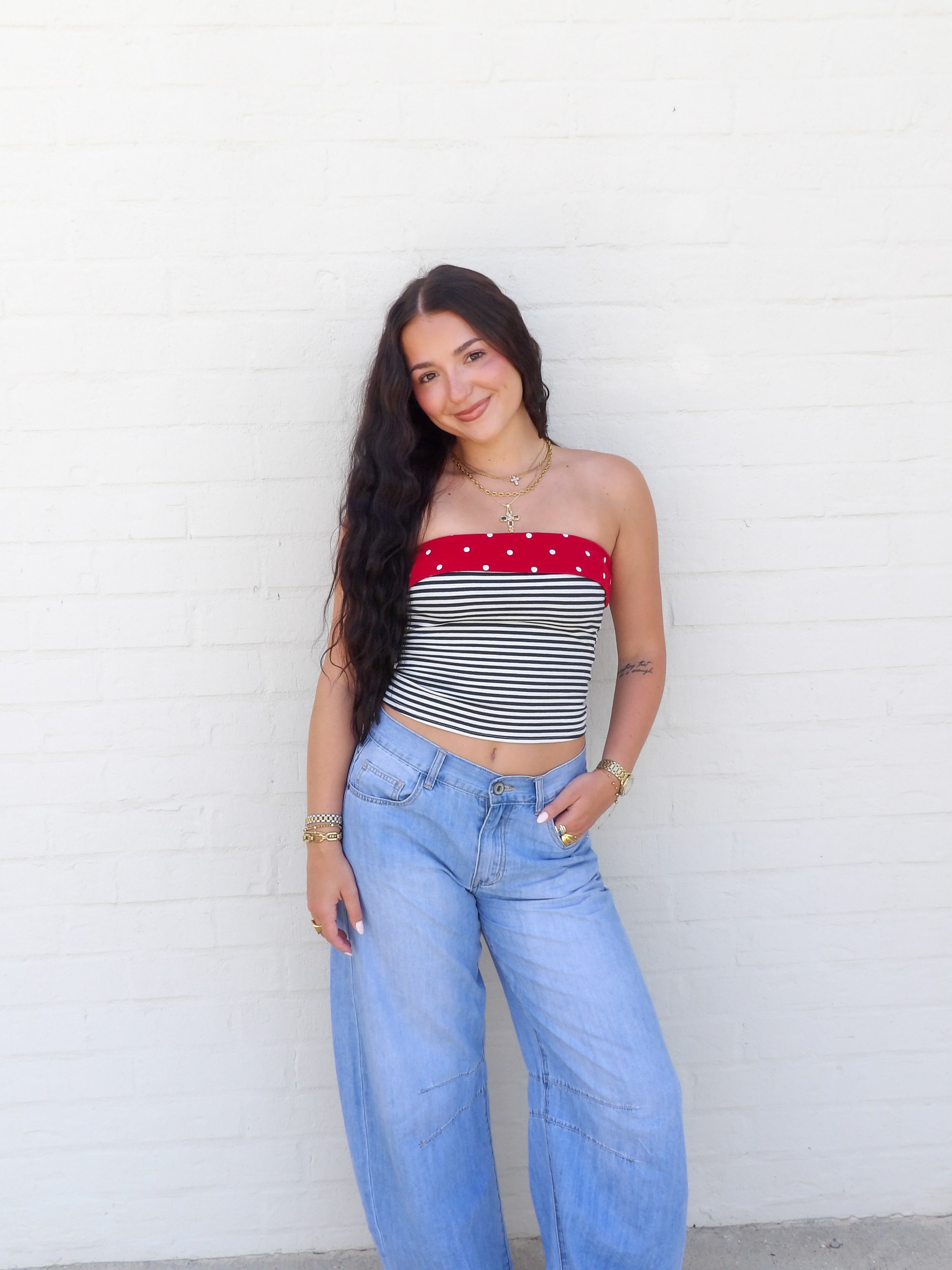 The Navy Pop Tube Top