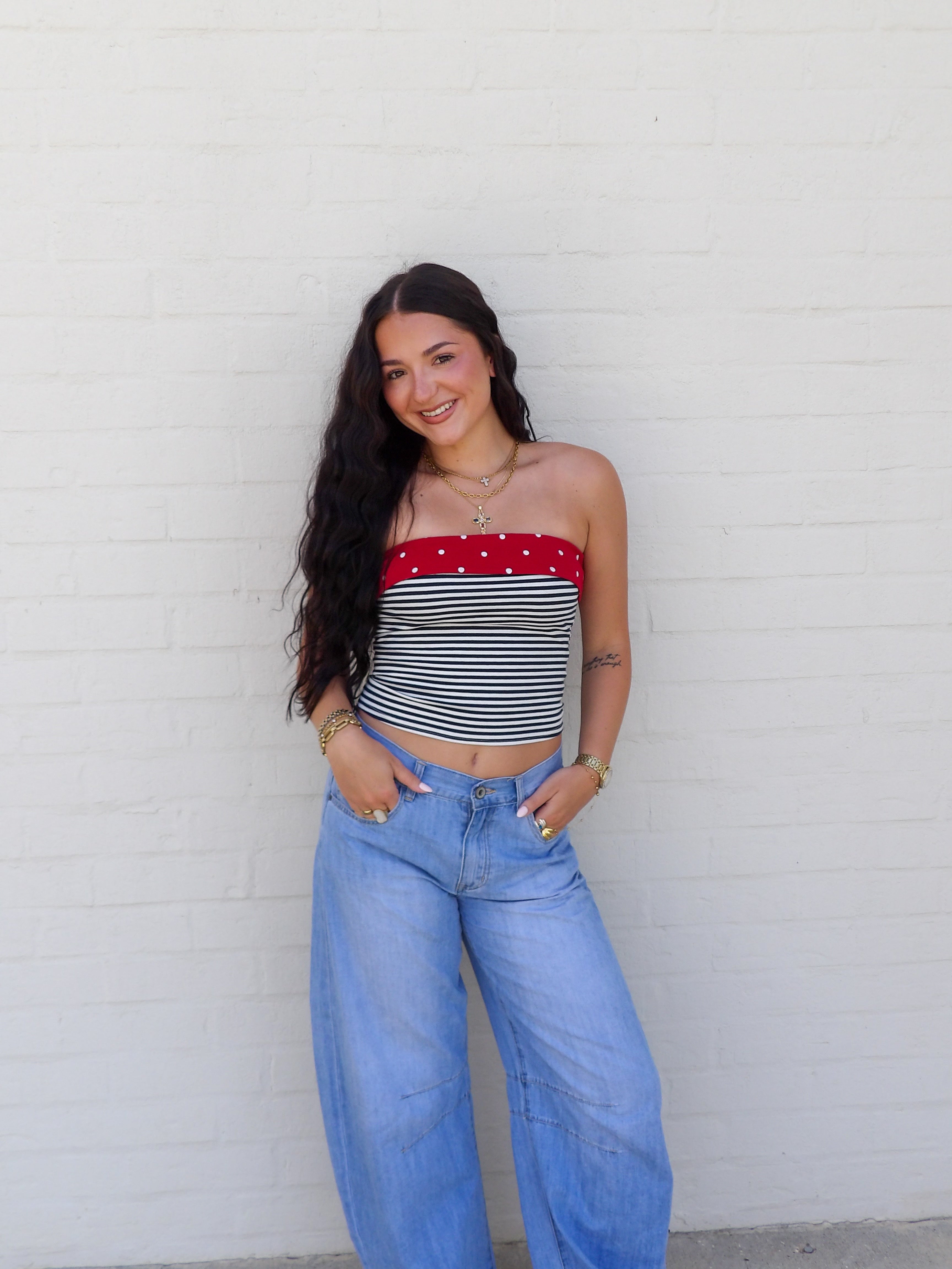 The Navy Pop Tube Top