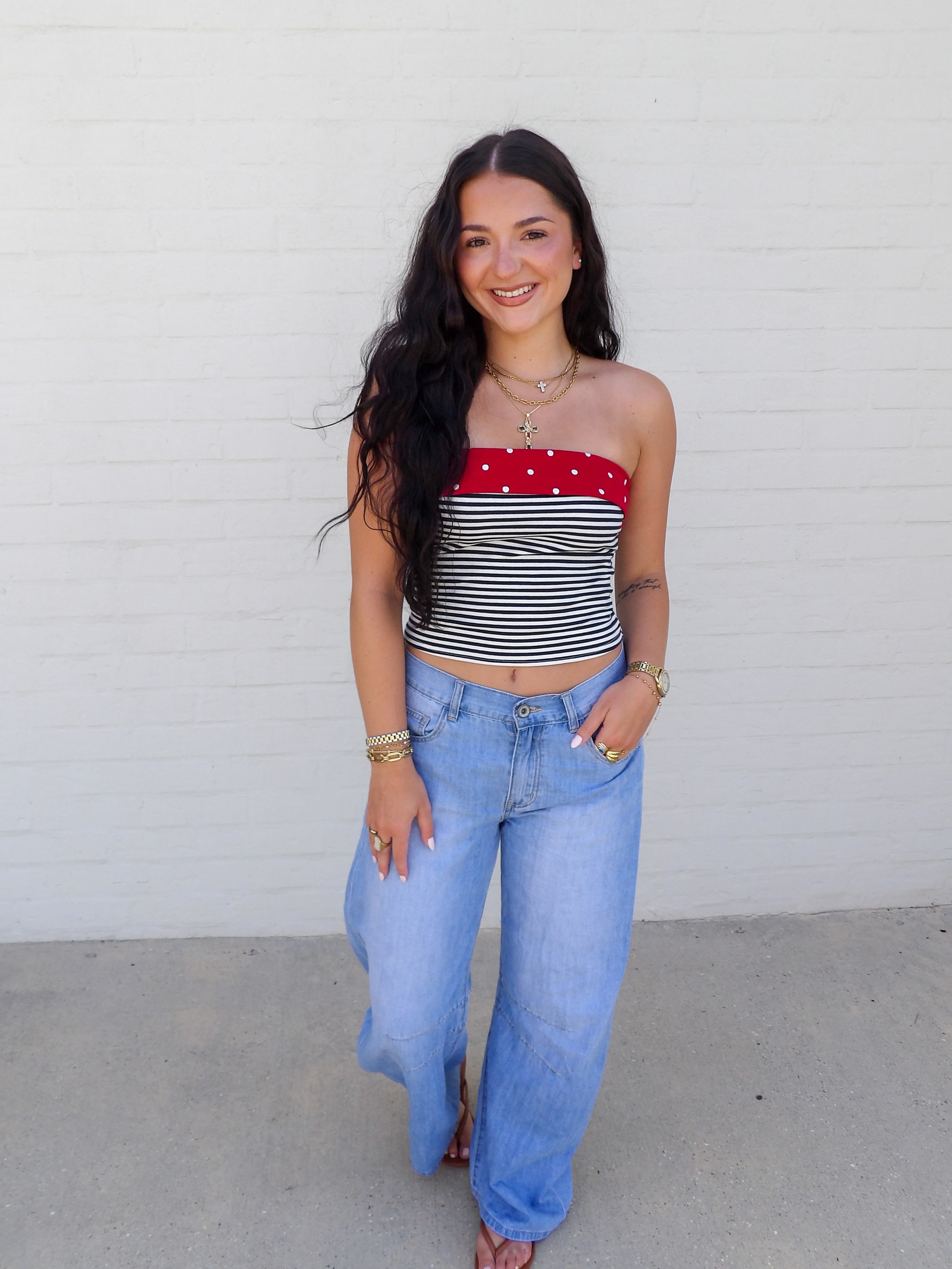 The Navy Pop Tube Top