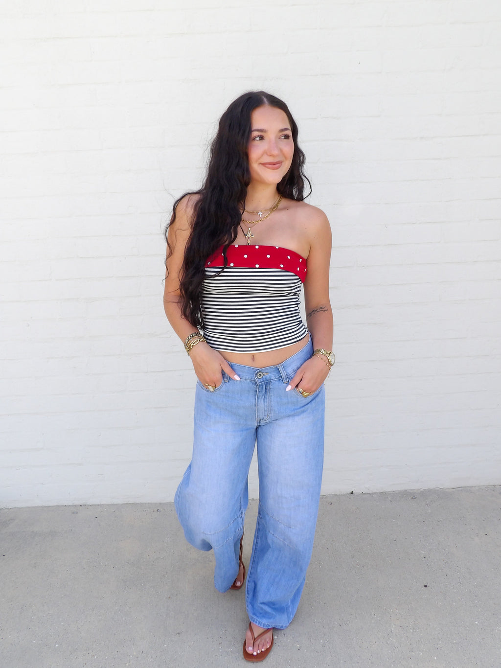 The Navy Pop Tube Top