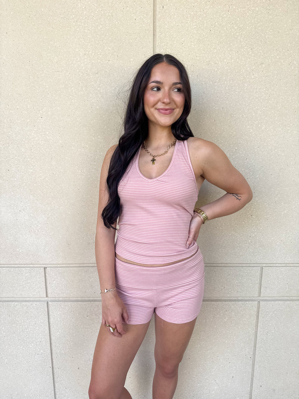 The Kelsey Striped Halter Set